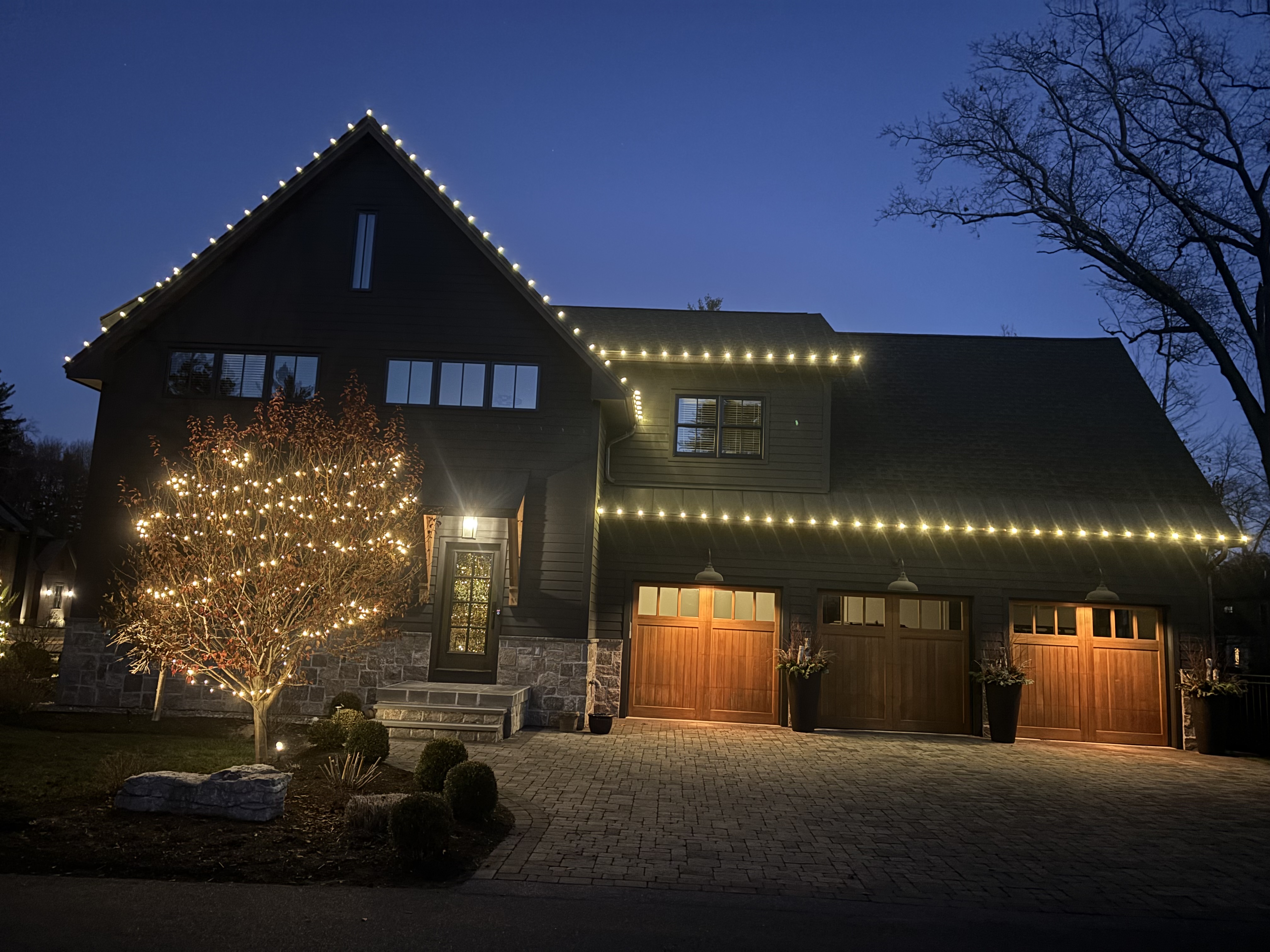 Holiday Lighting project: Craftsman Home, Warm White Trim in Saratoga County, NY