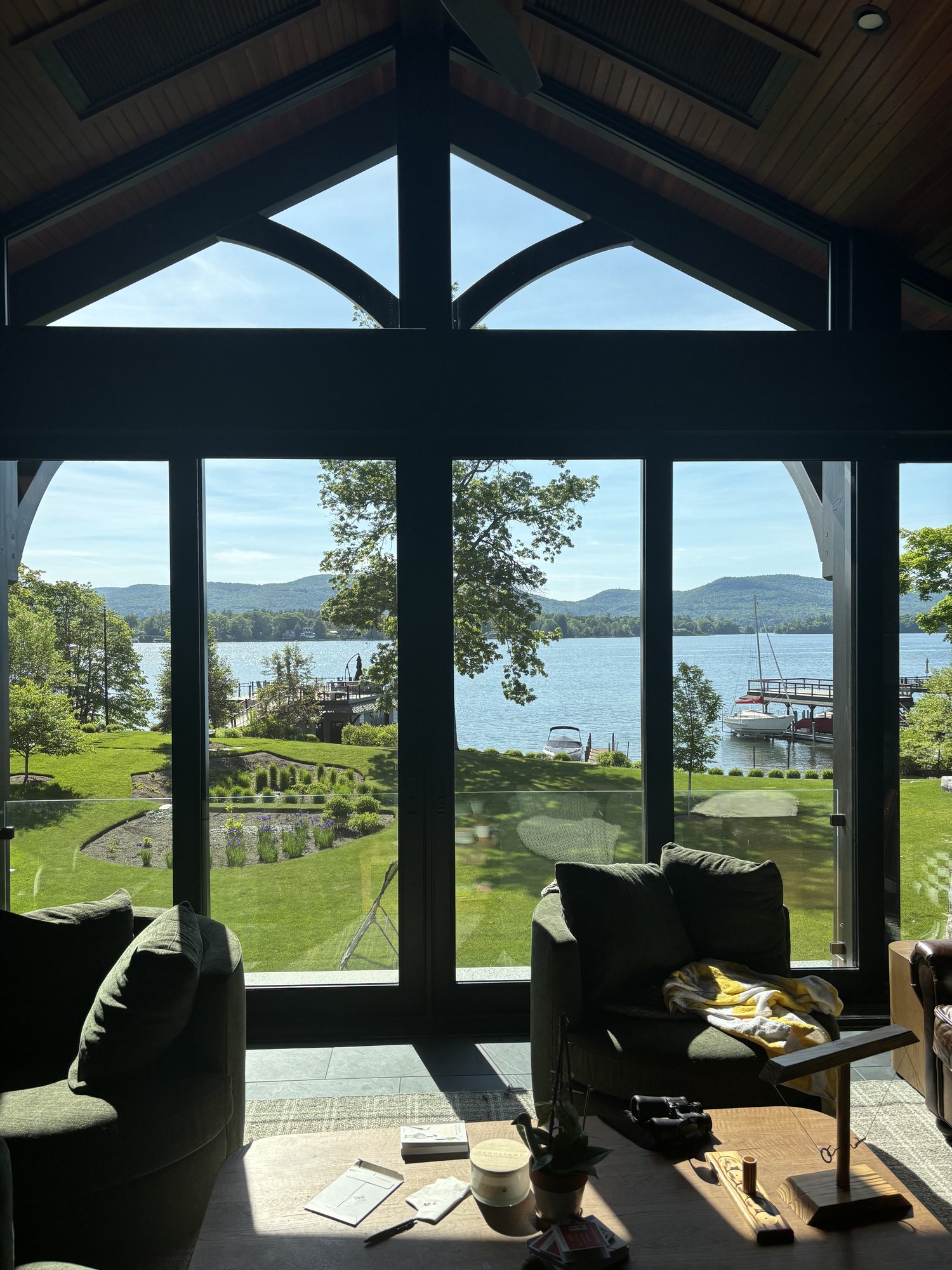 Window Cleaning project: Lakefront View After Cleaning in Lake George, NY